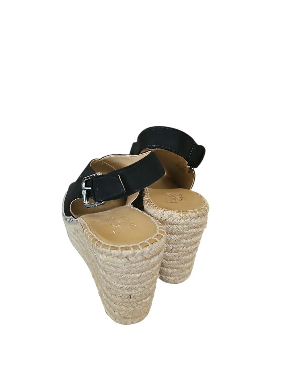 Franco Sarto Torres Sz 10 Black Suede Wedge Sandals NEW